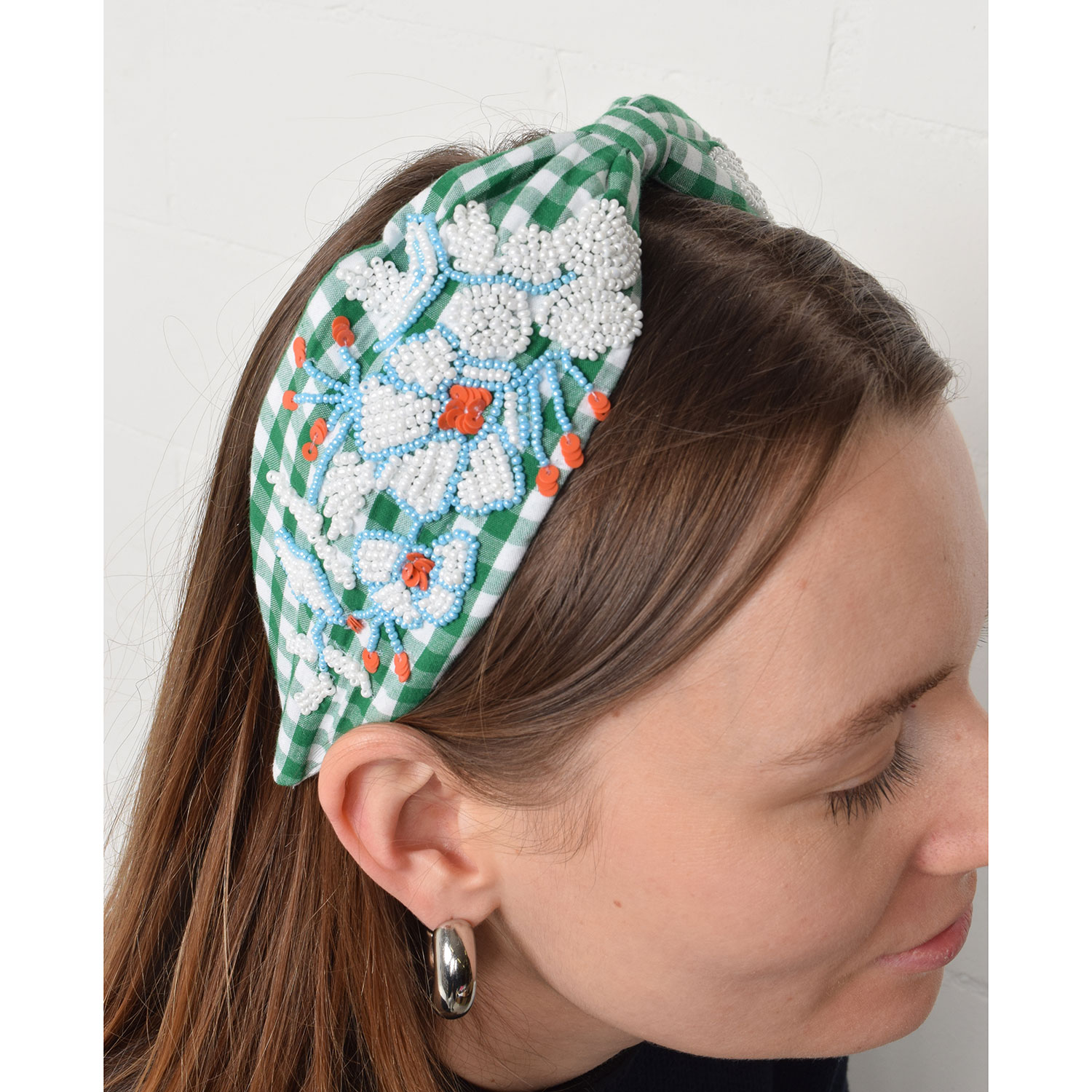 La Garçonne Accessoires Vichy Flowers Haarreif Green White