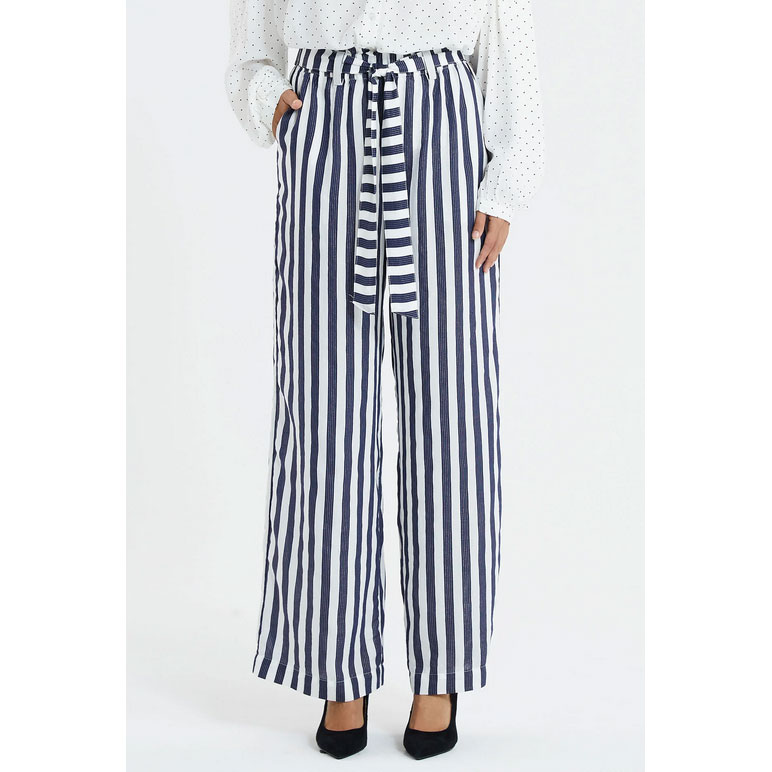 Lolly's Laundry Vicky Lollys Laundry Hose Dunkelblau und Weiss gestreift Model Vorne