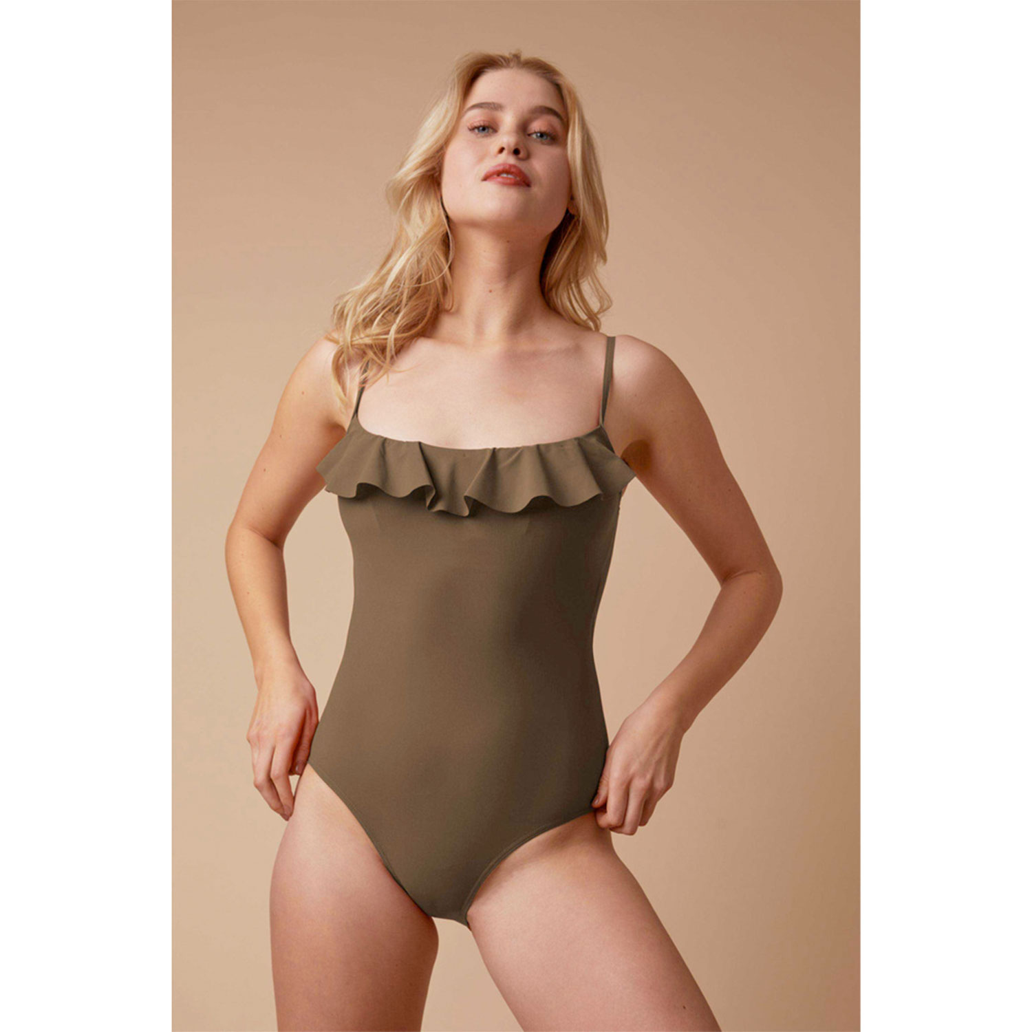 Paula Vineyard Frill Badekleid Olive