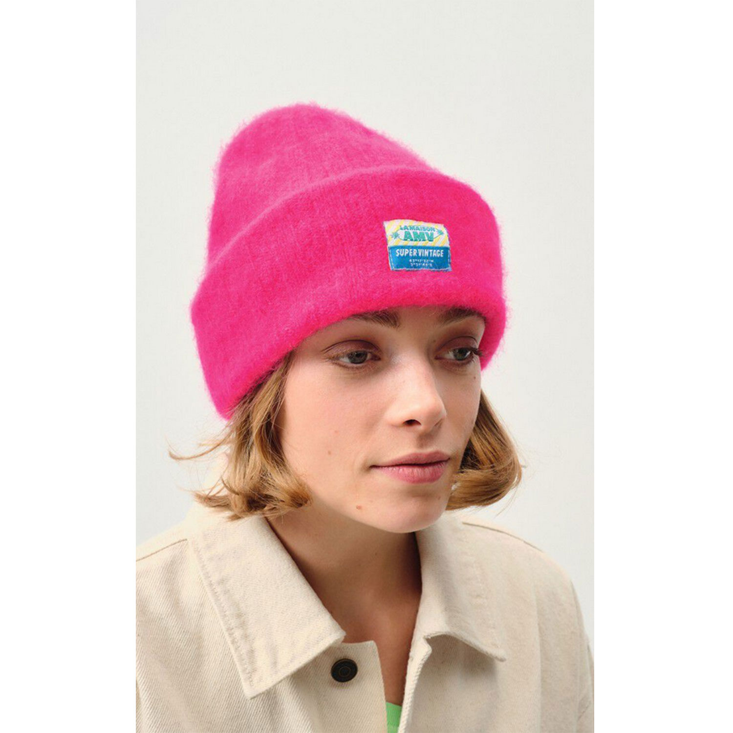American Vintage Vitow Beanie Fluorescent Pink Melange